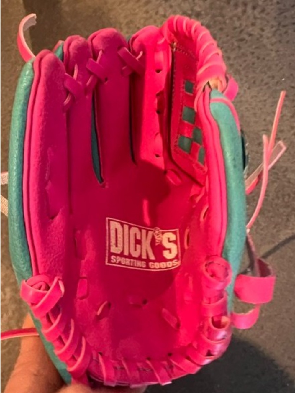 Kids Pink & Teal Baseball tball teeball Glove for left handed kids